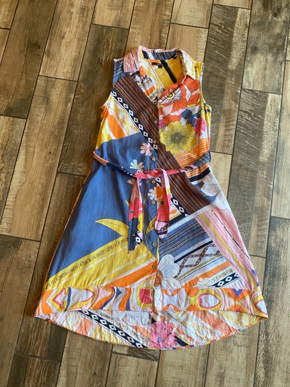 Charlie B Multicolor Floral & Geometric Sleeveless Midi Dress - Picture 4 of 13